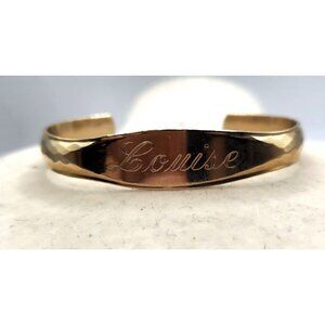 Gold Tone Cuff Bracelet With Louise Engraved On Front